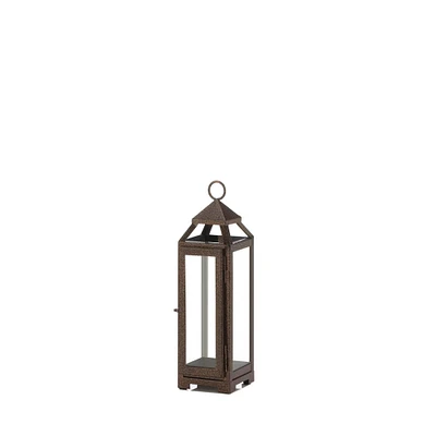 13" Iron & Glass Copper Lantern