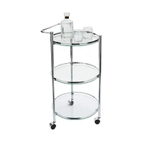 Organize It All Chrome 3-Tier Circular Tempered Glass Rolling Serving Cart