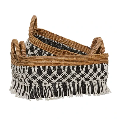 Black Cotton Bohemian Storage Basket Set