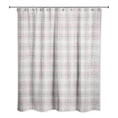Holiday Gray Plaid Shower Curtain
