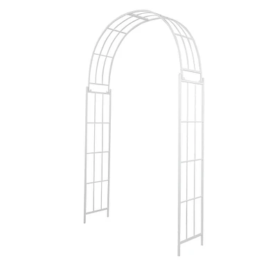 White Iron Contemporary Garden Arbor, 91" x 54" x 15"