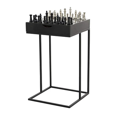 Black Aluminum Contemporary Accent Table 27" x 17" x 17"