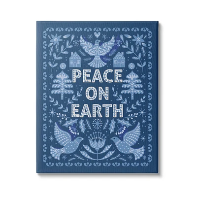 Stupell Industries Peace On Earth Blue Doves Canvas Wall Art