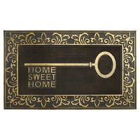 RugSmith Black & Gold Home Sweet Home Key Molded Rubber Doormat