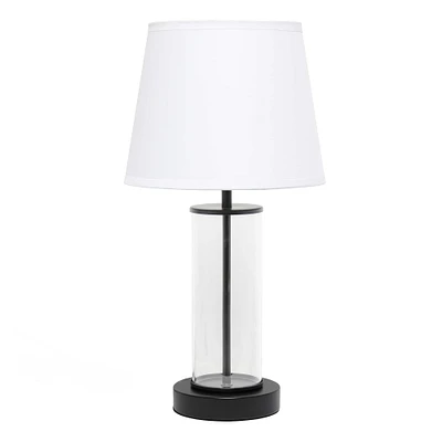 Simple Designs 17" Encased Metal & Clear Glass Table Lamp
