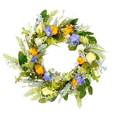 6 Pack: 24'' Multicolor Daisy Floral Spring Wreath