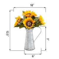 Flora Bunda® 13" Yellow Sunflowers in Watering Tin