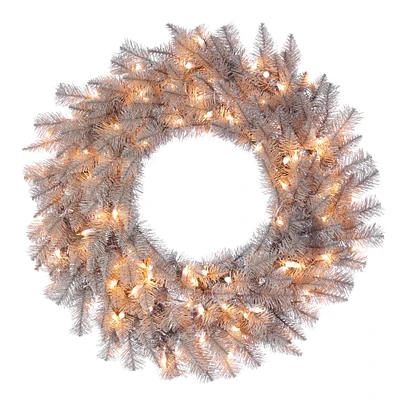 36" Clear Lights Platinum Fir Artificial Christmas Wreath