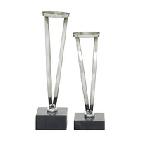 Silver Stainless Steel Candle Holder Set