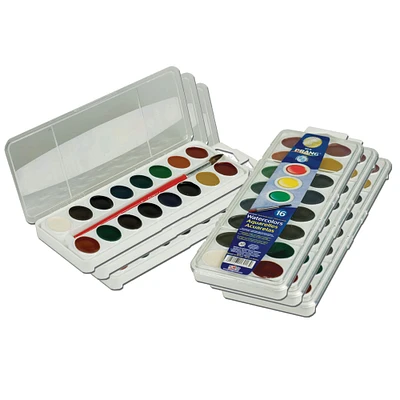 4 Packs: 6 ct. (24 total) Prang® 16 Color Semi-Moist Washable Watercolor Sets with Brush