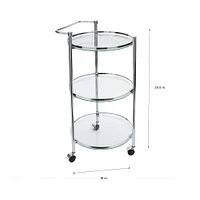 Organize It All Chrome 3-Tier Circular Tempered Glass Rolling Serving Cart