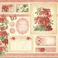 Graphic 45 Flower Market 12" x 12" December Double-Sided Cardstock, 15 Sheets