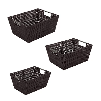 Simplify 3-Piece Rattan Tote Basket Set