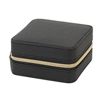 Ruby + Cash Black Mini Faux Leather Zippered Travel Jewelry Organizer Box