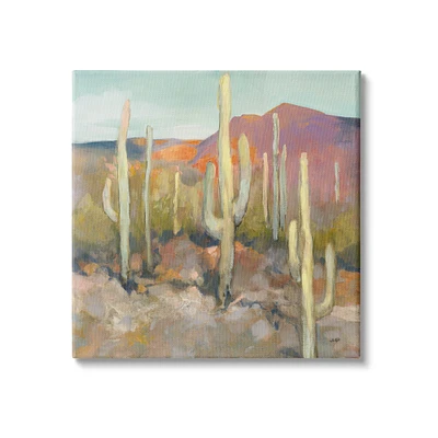 Stupell Industries Cactus Plant Desert Landscape Soft Southwestern Plant Painting Canvas Wall Art 