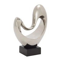 14" Silver Porcelain Modern Abstract Sculpture