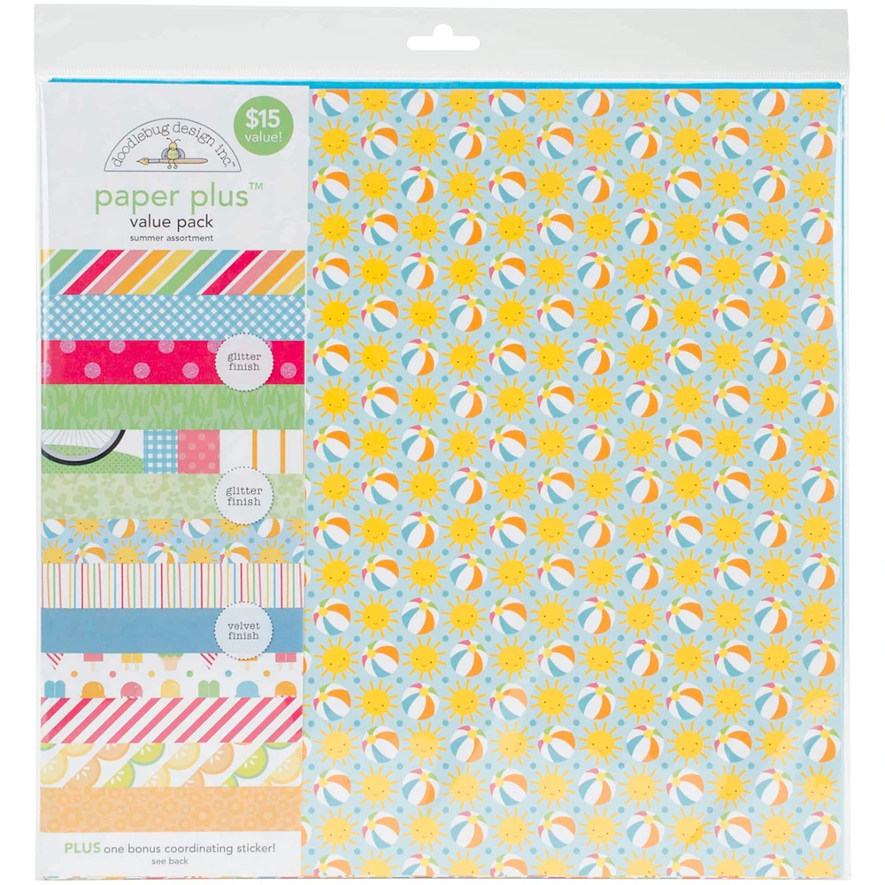 Doodlebug Design Inc.™ Summer 12" x 12" Paper Plus Value Pack, 8 Sheets