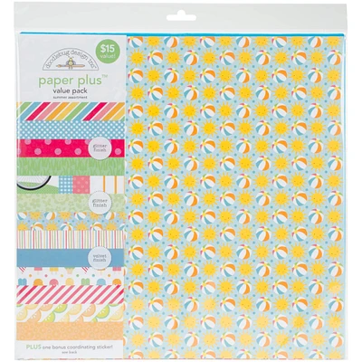 Doodlebug Design Inc.™ Summer 12" x 12" Paper Plus Value Pack, 8 Sheets
