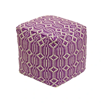 16" Hand Woven Patterned Pouf Ottoman