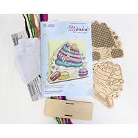 MP Studia Napkin Holder Cake Cross Stitch on Wood Kit
