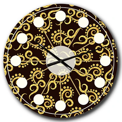 Designart 'Gold And Black Swirl Ii Mid-Century Modern Wall Clock