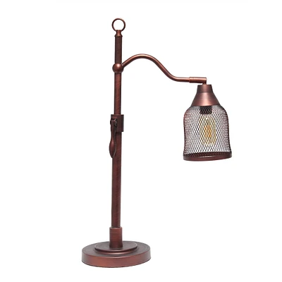 Lalia Home 25" Red Bronze Vintage Arched Table Lamp with Iron Mesh Shade