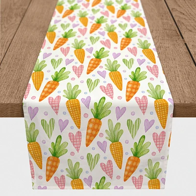 Easter Carrots & Hearts Twill Table Runner