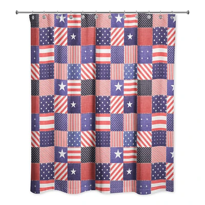 Stars and Stripes Quilt-Pattern Shower Curtain