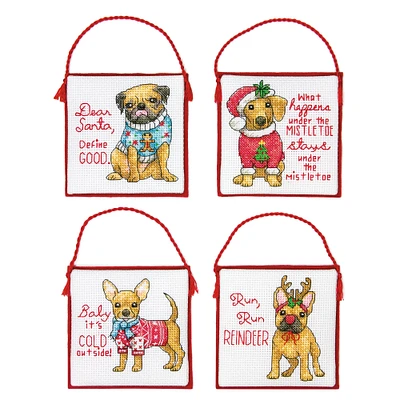Dimensions® Counted Cross Stitch Kit, Christmas Pups Ornaments