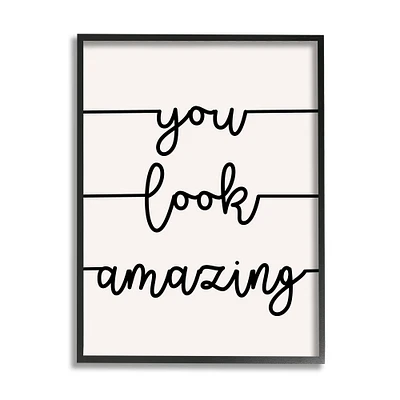 Stupell Industries You Look Amazing Phrase Abstract Line Typography Framed Wall Art
