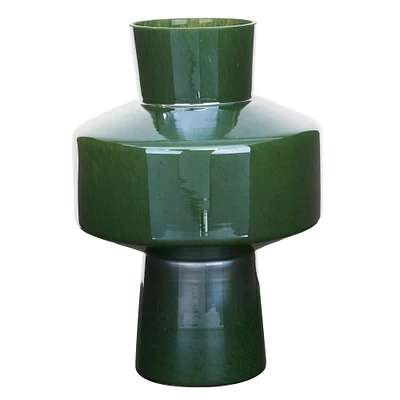 The Novogratz 13" Green Modern Glass Vase