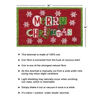RugSmith Multi Machine Tufted Snowflakes Merry Christmas Doormat
