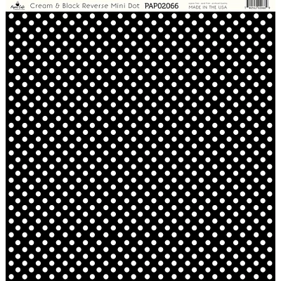 Paper Café Cream & Black Reverse Mini Dot 12" x 12" Cardstock, 15 Sheets