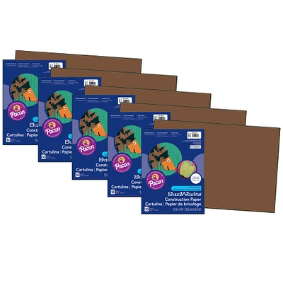 SunWorks® 12" x 18" Dark Brown Construction Paper, 5 Packs of 50 Sheets