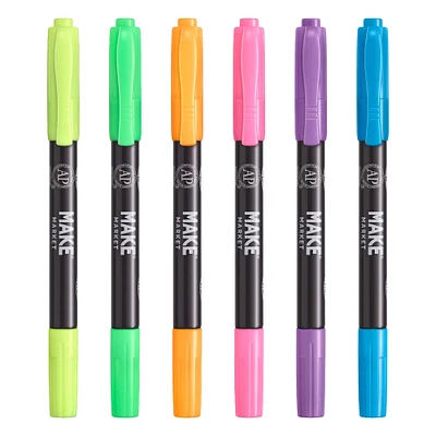6 Packs: 6 ct. (36 total) Dual Tip Fluorescent Fabric Ink Markers by Make Market®