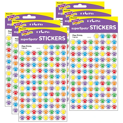 Trend Enterprises® superSpots® Paw Prints Stickers, 6 Packs of 800ct.