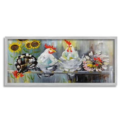 Stupell Industries Farm Chickens Ruffled Feathers and Sunflowers Painting Framed Wall Art