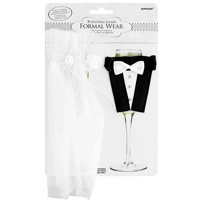 Bride & Groom Toasting Glass Formal Wear Set