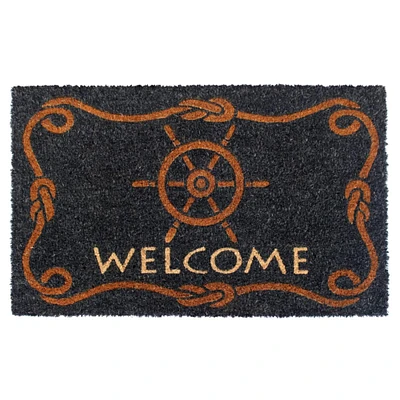 RugSmith Blue Machine Tufted Welcome Marine Doormat