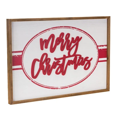 27.5" White & Red Merry Christmas Sign Holiday Décor