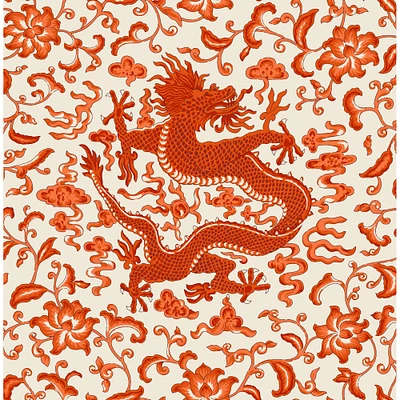 Scalamandre Persimmon Chien Dragon Peel & Stick Wallpaper