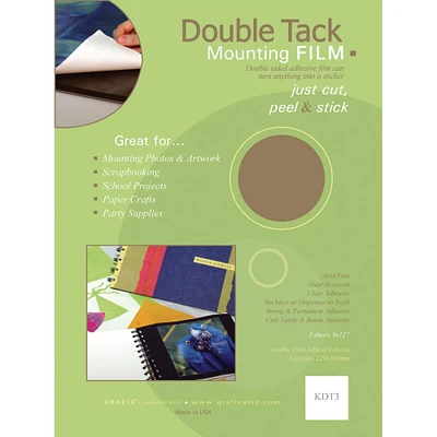 Grafix® 9" x 12" Double Tack Mounting Film Convenience Pack