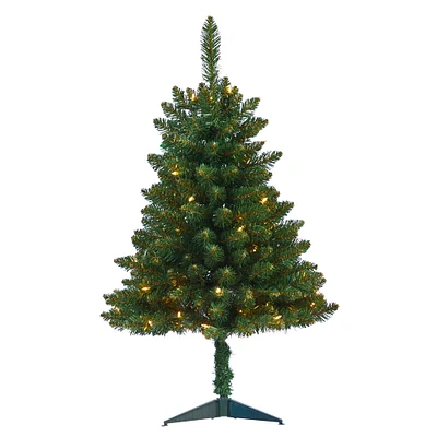 3ft. Pre-Lit Northern Rocky Spruce Artificial Christmas Tree, Clear LED Lights