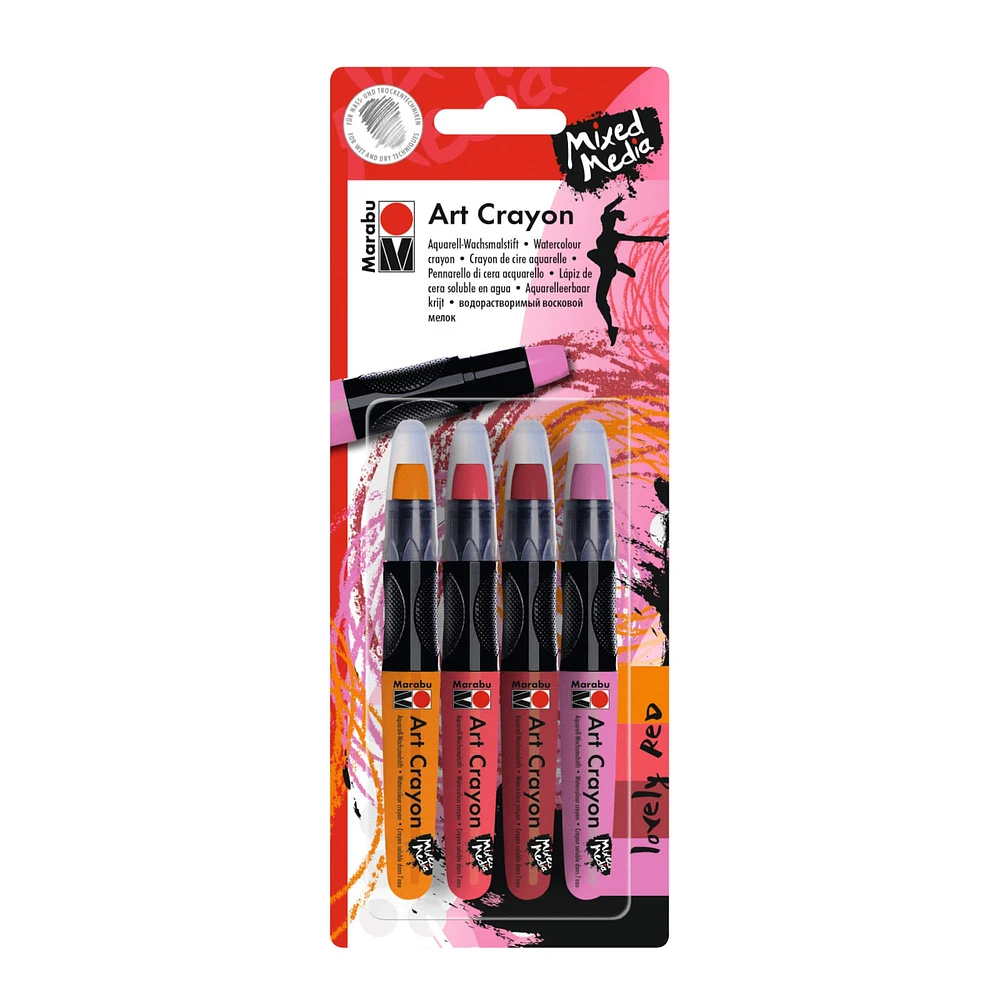 Marabu Watercolor Art Crayon 4 Color Lovely Red Set