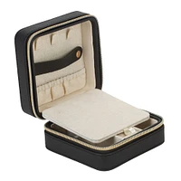 Ruby + Cash Black Mini Faux Leather Zippered Travel Jewelry Organizer Box