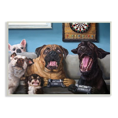 Stupell Industries Funny Dogs Playing Video Games Livingroom Pet Portrait Wall Plaque