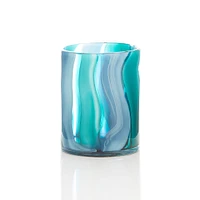 6.5" Small Blue Cylinder Glass Vase