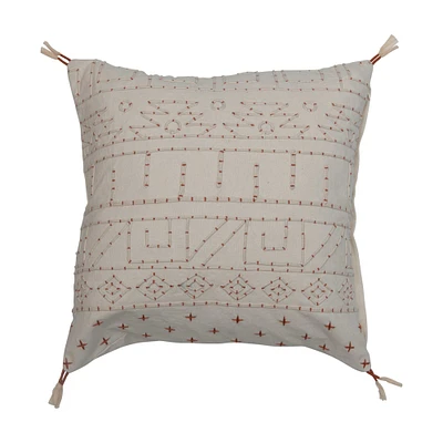 Multicolor Stitched Cotton Embroidered Pillow