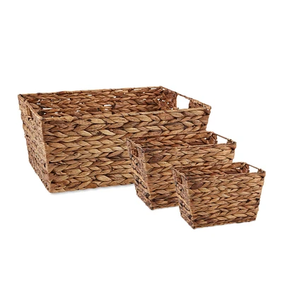 DII® Dark Brown Water Hyacinth Basket Set