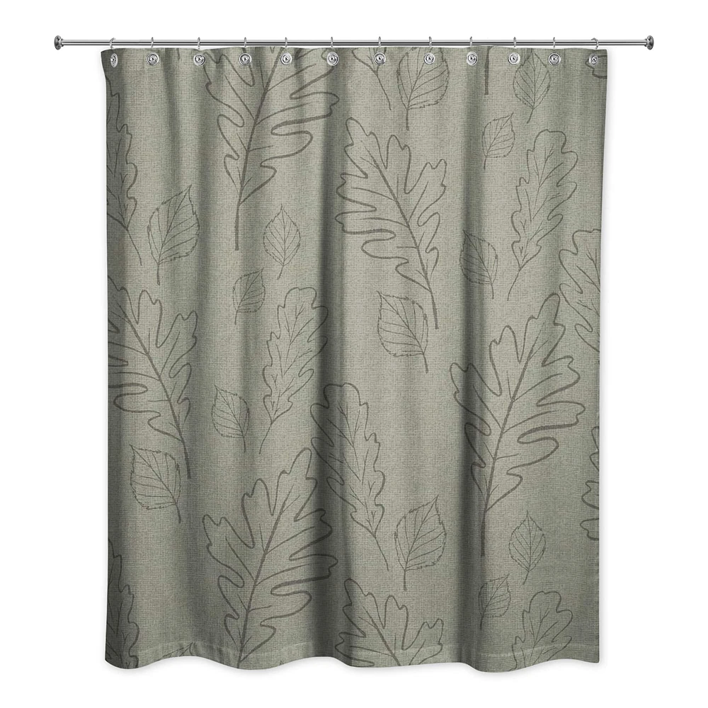 Green Large Leaves Shower Curtain